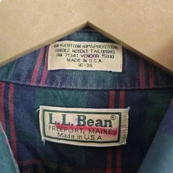 L.L. Bean Green Plaid Casual Button Down Shirt - Picture 3 of 7